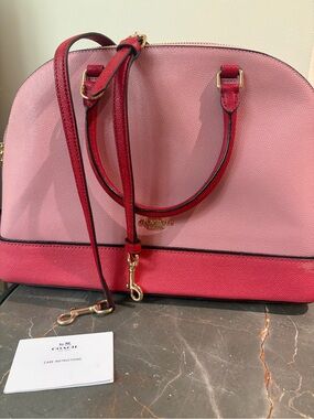 Coach Two-Tone Pink and Rose Dome Satchel with Removable Strap